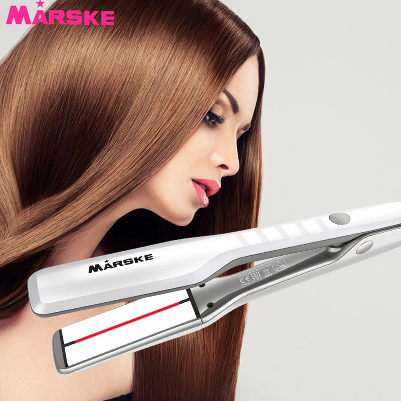 MARSKE Профессиональный Выпрямитель для волос отрицательные ионы, инфракрасный плоский утюг широкий выпрямитель для волос быстро прямые утюжки для волос светодиодный Инструменты для укладки