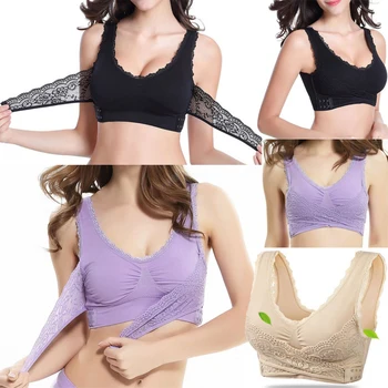 

New Sexy Front Cross Side Buckle Seamless And Comfortable Lace Bra Breathable for Women Sport Gym Underwear