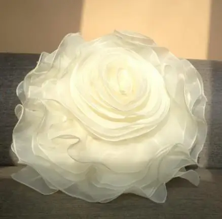 cream white 40 см Цветок Наволочка романтическая роскошная круглая органза круглая Наволочка декоративная подушка чехол - Цвет: cream white