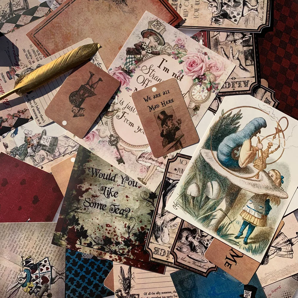 41 шт. Ретро Alice's Dream Adventure материал бумага волшебный Покер Кролик злодей тег старый Памятка Примечание наклейка, сделай сам, скрапбукинг