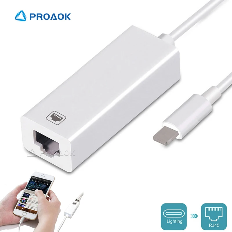 Адаптер Lightning для RJ45 Ethernet проводной сетевой конвертер LAN iPhone 7 8 10 11 мобильный