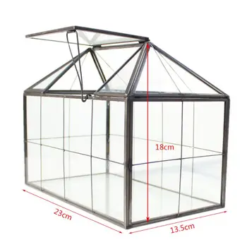 

Glass Terrarium Jewelry Box Clear Glass Box Geometrical Box House Shape Close Glass Geometric Terrarium Tabletop