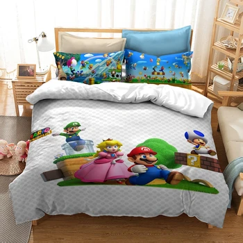 

Super Mario World Boys Girls Bedding Set King Queen Double Full Twin Single Size Duvet Cover Pillowcase Bed Linen Set Bedclothes