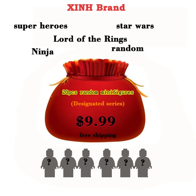 

XINH 20pcs random Designated series individual figures super heroes star wars Lord of the rings Ninja kids gift