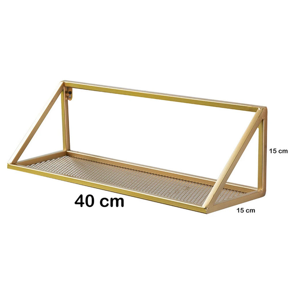 Скандинавская настенная полка для офиса, художественная витрина для хранения мелочей, домашний металлический держатель, органайзер для косметики, декоративная полка - Цвет: Gold