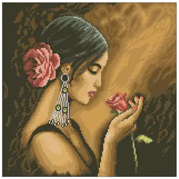 

Rose girl patterns Counted Cross Stitch 11CT 14CT 18CT DIY Chinese Cross Stitch Kits Embroidery Needlework Sets home decor