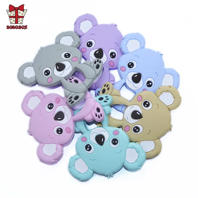 BOBO.BOX 1pc silikonowy gryzak zwierząt Koala dziecko gryzak wisiorek Food Grade BPA bezpłatne dziecko ząbkowanie Chew Charms kulki silikonowe zabawki