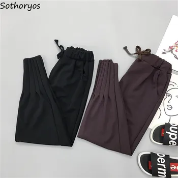 

Pants Women Streetwear Thin Spring Summer Autumn Trendy New Solid Korean Style High Waist Casual All-match Womens Trousers Chic
