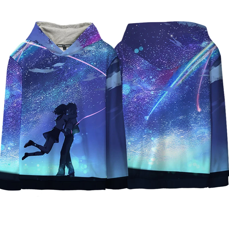 E Аниме Толстовка Makoto Shinkai ваше имя. Weathering with you Tenki no Ko Косплей Толстовка с капюшоном полноцветный принт пуловер пальто - Цвет: E