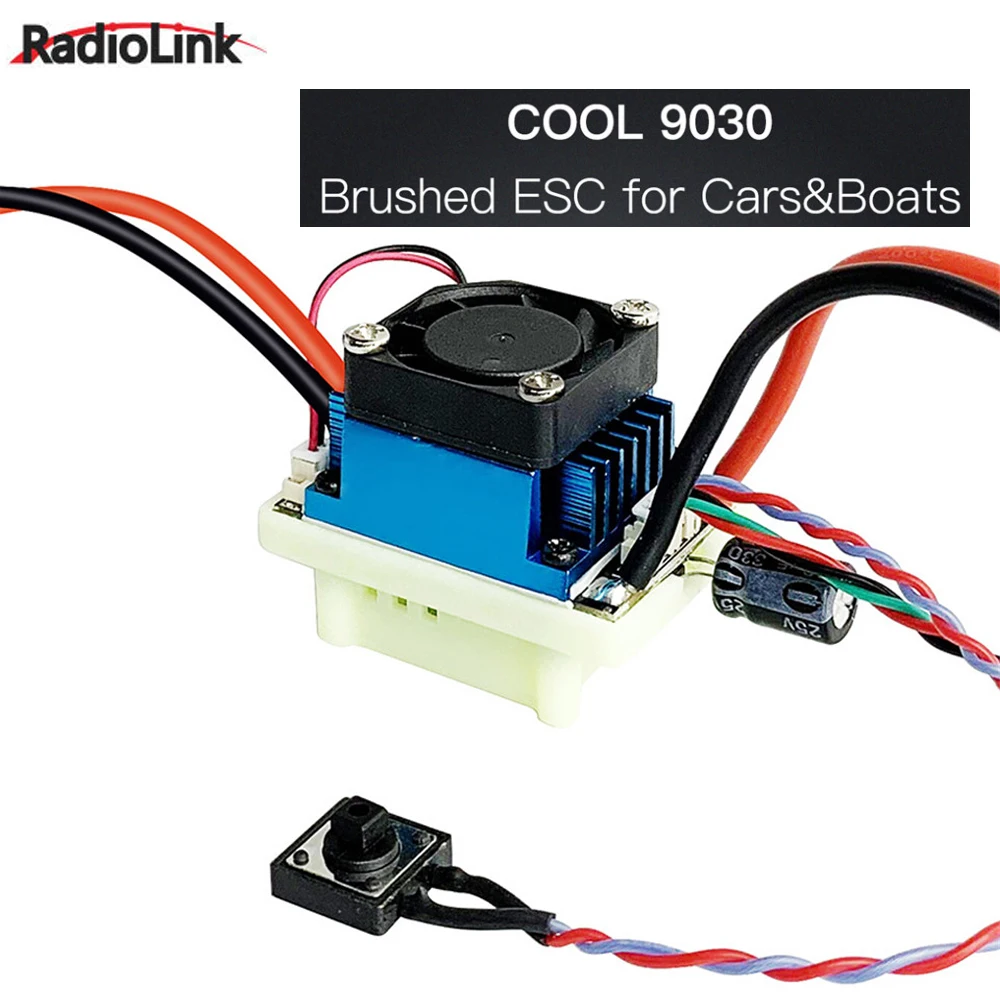 

Hot Radiolink Cool 9030 Brushed Electronic Speed Controller 7.4V-16.8V 90A High Voltage ESC Support PWM Signal for RC Car and Bo