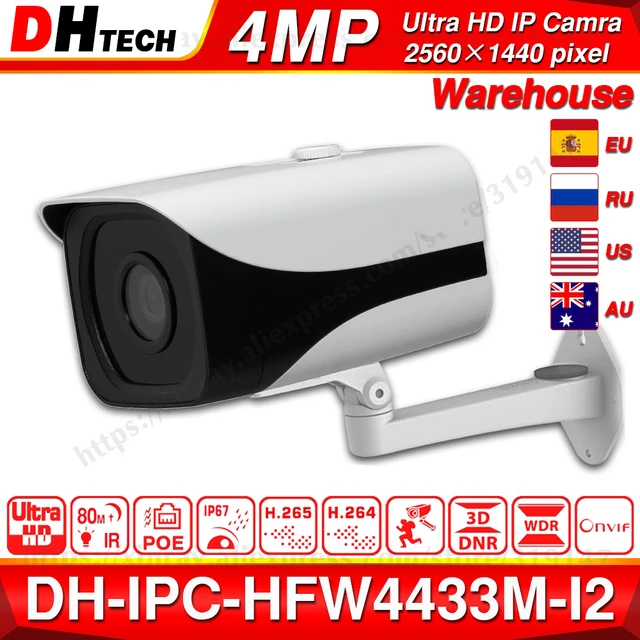 $US $64.67  Dahua 4MP IP Camera IPC-HFW4433M-I2 POE 80m IR Bullet POE Camera H.265 Smart Detect IP67 WDR ONVIF 