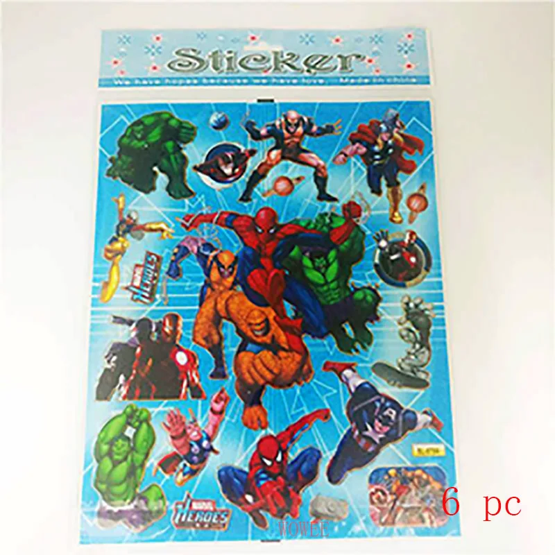 6pc Stickers 1 шт., размер 40*30 см, рисунок из мультфильма «мстители», «пината», забавные свистки, Детские вечерние комплекты одежды для дня рождения, «дракон», «пината» - Цвет: 6pc Stickers