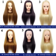 Голова манекена из шелкового волокна, голова куклы, голова с волосами, голова для обучения парикмахерской, голова для обучения макияжу