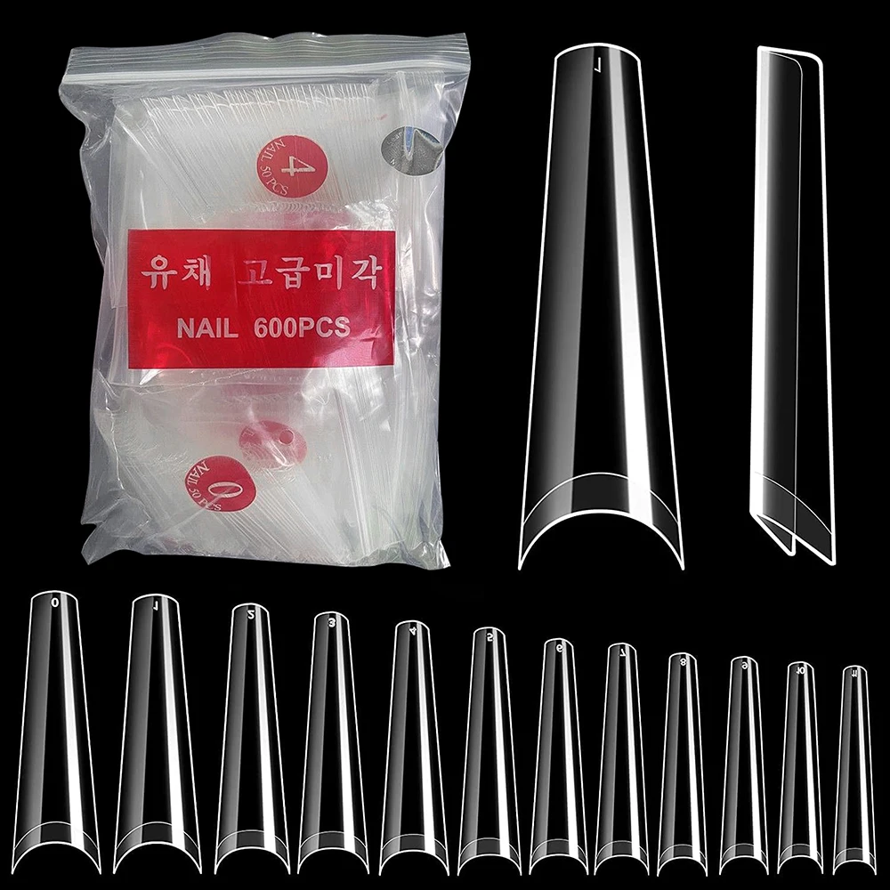 Transparent Stiletto fake nails Acrylic Ballerina Nail Tips Long Shape Half Cover Coffin Professional False Art Nails