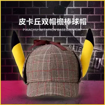 

New Movie Detective Pikachu Baseball Caps Two Sided Visor Cap Funny Outdoor Cosplay Prop Hats for Men Women