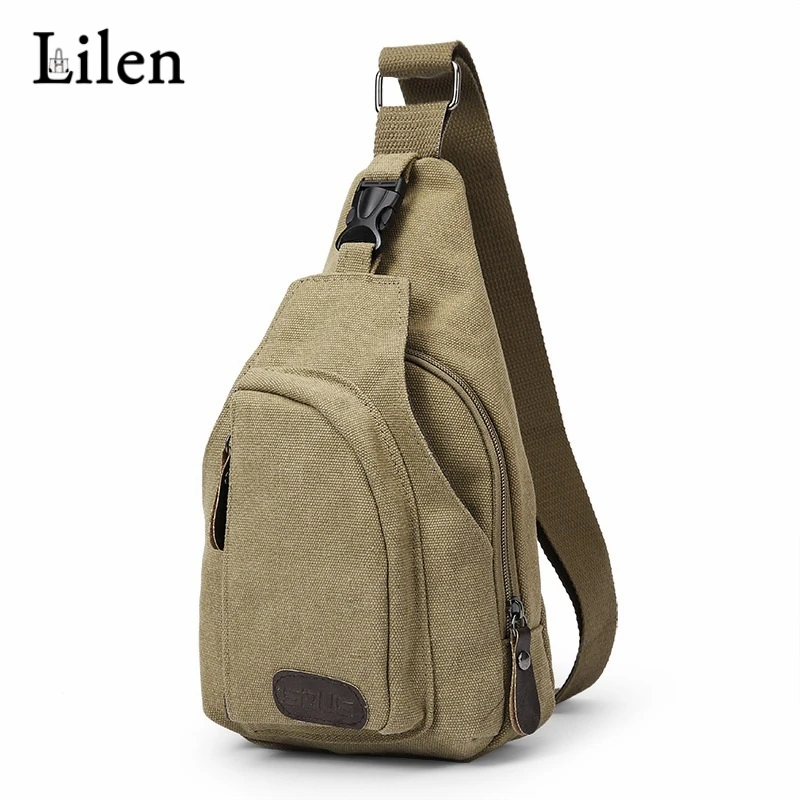 

LILEN Large Capacity Chest Bag Canvas Casual Men's Shoulder Messenger Bag Retro Pack Quality Simple Outdoor Sports Chest Bag