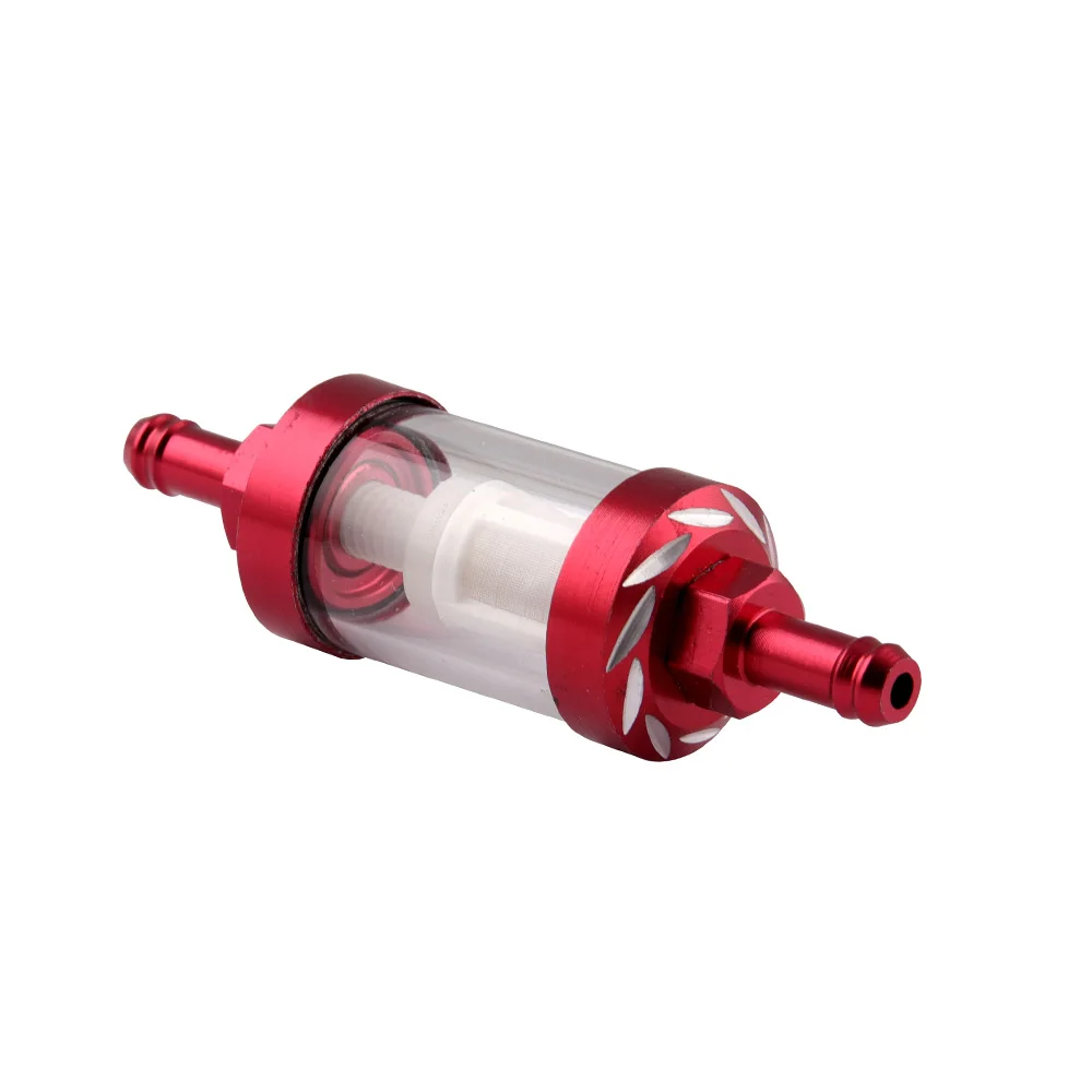 8mm CNC Aluminum Alloy Glass Motorcycle Gas Fuel Gasoline Oil Filter Moto Accessories for ATV Dirt Pit Bike Motocross