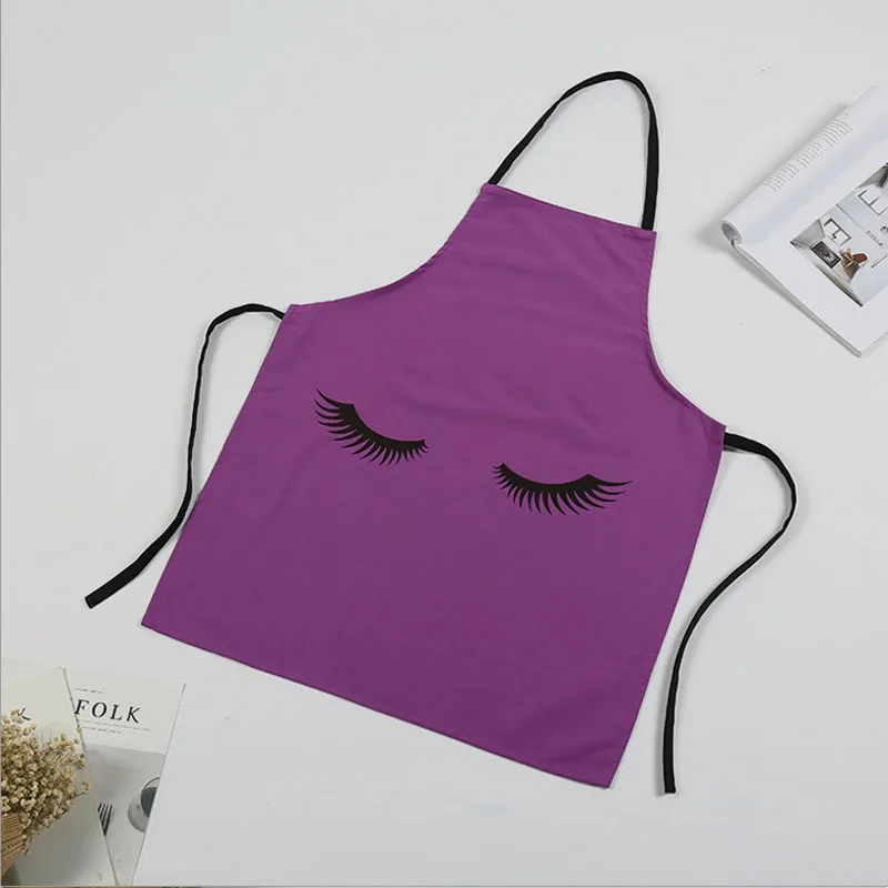 purple Узор хлопковый передник нагрудники для взрослых домашняя выпечка Кофейня Чистка Кухонные фартуки аксессуары - Цвет: purple