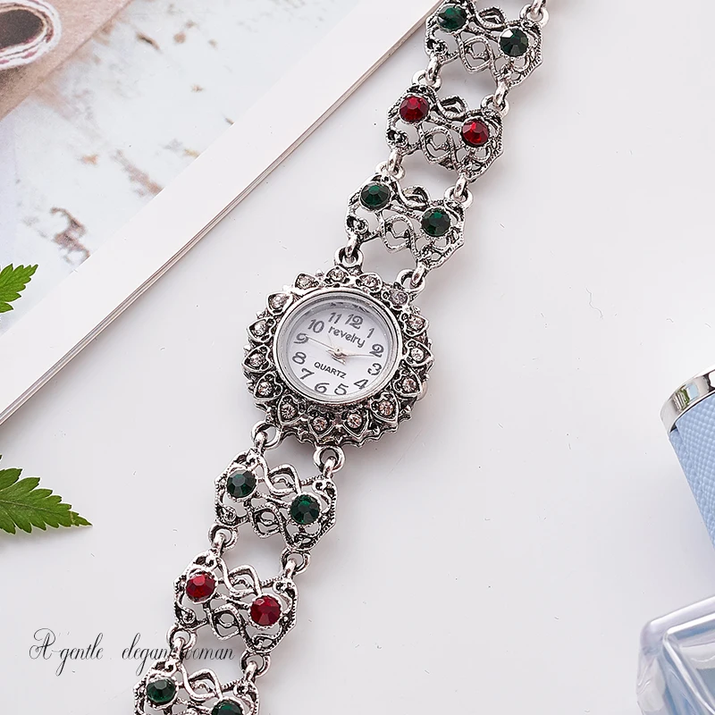Luxury Brand Ladies Watches Women Antique Silver Bracelet Watch Fashion Casual Female Wristwatch Rhinestone Simple Jewelry