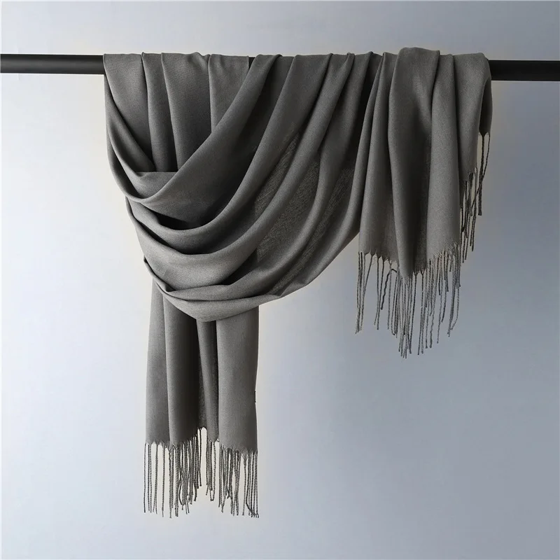 Однотонный кашемировый шарф с принтом Cachecol Foulard мужчины женщины пары хиджаб с бахромой кашемировый палантин пончо Echarpe - Цвет: see chart 10