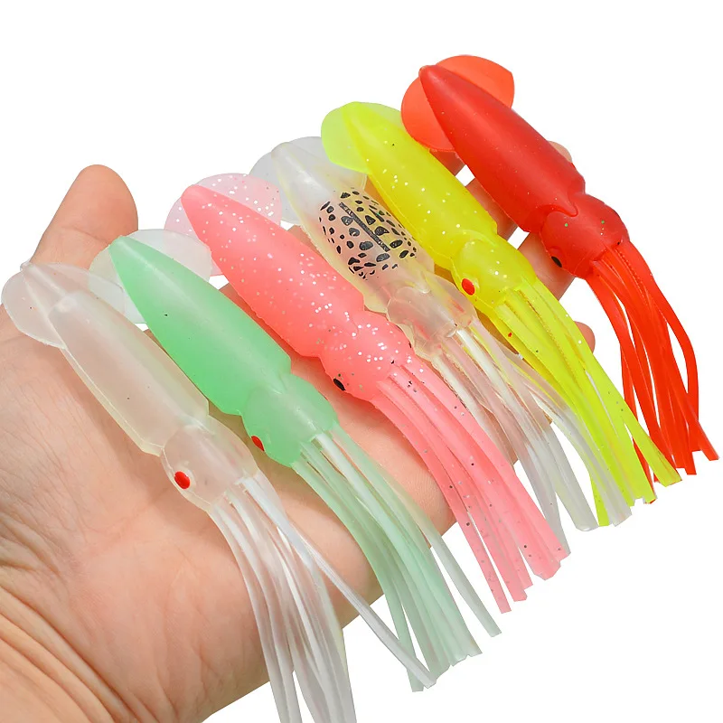 Angelköder, Simulation von Tintenfisch, Oktopus, weicher Köder, 12,5 cm, 9,5 g, Wurm, künstliche Köder, 6 Stück, im Angebot – Detail 1