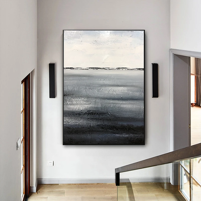 

After The Pure Light Luxury Modern hand-painted Oil Paintings Mural Art Design In Black And White hand-tailored Gray Decorative