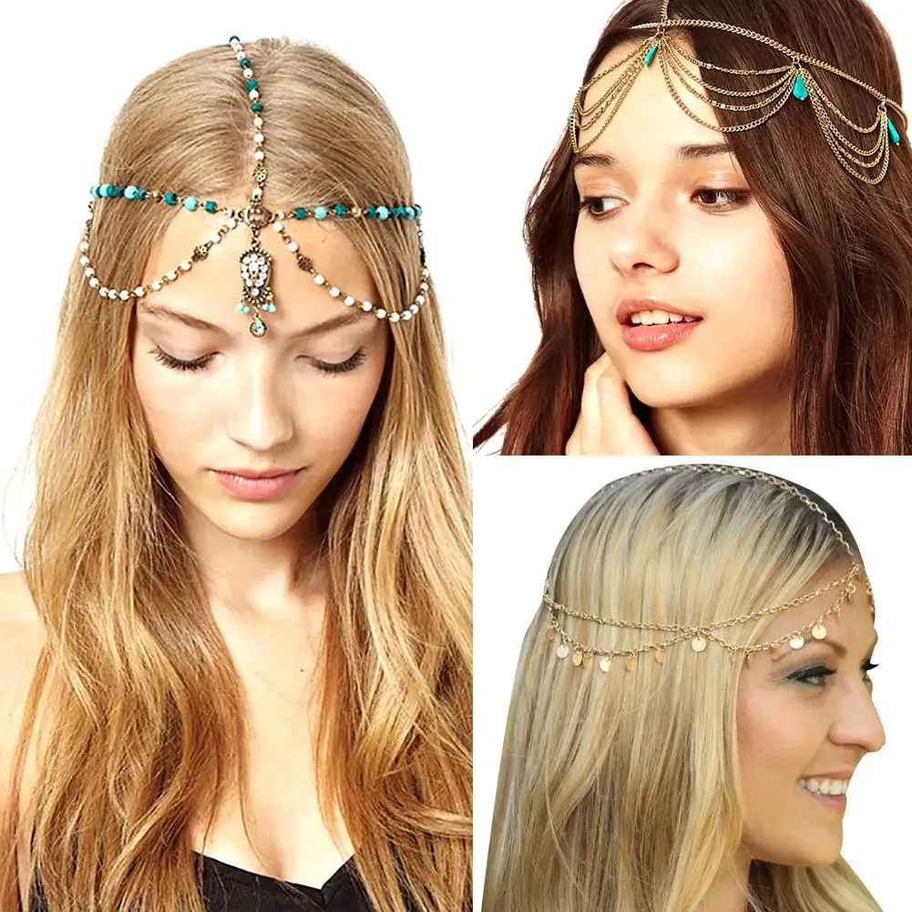 Women Lady Gold Alloy Leaf Party Hair Head Band Headband Hoop Headpiece Hairband