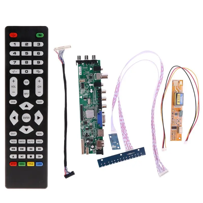 V56 V59 ЖК ТВ плата драйвера DVB-T2 + 7 клавишный переключатель IR 1 лампа Инвертор LVDS