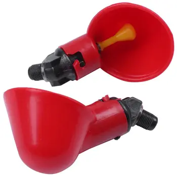 

50 Pcs Red Automatic Drinking Cups Chicken Waterer Quail Nipple Drinker Thread Drinker Water Bowl