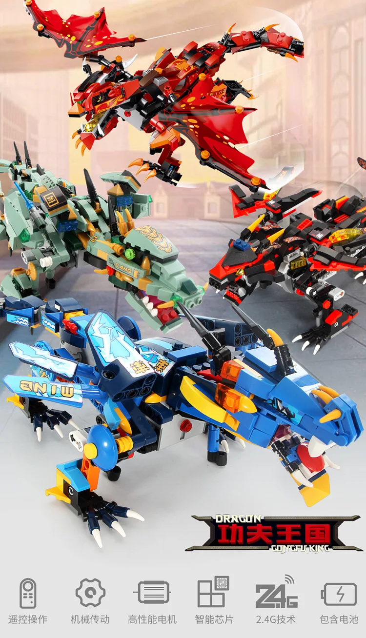 

Yu star imitation king Kung Fu Kingdom Phantom Ninja 1302 Remote Control Electric Building Blocks Mech Dragon Educational Assemb