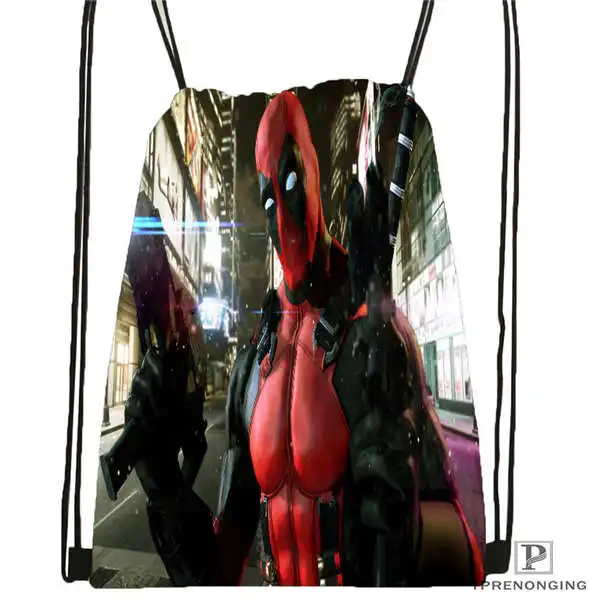 Drawstring Backpack Custom Marvell_ deadpool_movie-походная сумка на шнурке, милый рюкзак для детей(черная спинка) 31x40 см#2018612-02-11 - Цвет: Drawstring Backpack