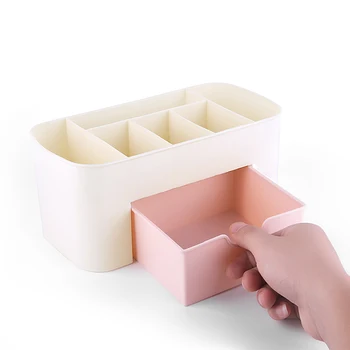 

Makeup Organizer Jewelry Nail Polish Pen Brushes Container Tool 3 Color Portable Desktop Storage Box Plastic Scissors