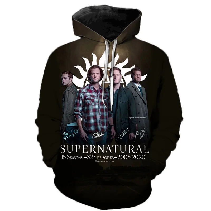 Supernatural 3D Print Hoodie para homens e