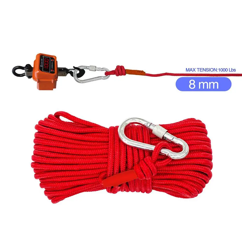 20M Emergency Escape Rope Safety Equipment With Climbing Buckle Magnet  Fishing Rope Nylon Rescue Safety Rope 8mm Single Hook - AliExpress