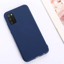 Candy Solid Color Matte Silicone Case - Ultra-Thin, Soft TPU Back Cover for A02S (Navy)