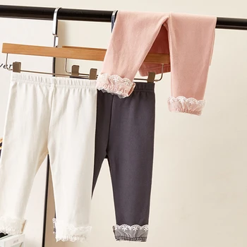 

2020 New Infant Baby Girls Leggings Cotton High Waist Toddler Baby Girl Lace Stitching Leggings Pants Autumn Baby Girls Clothing