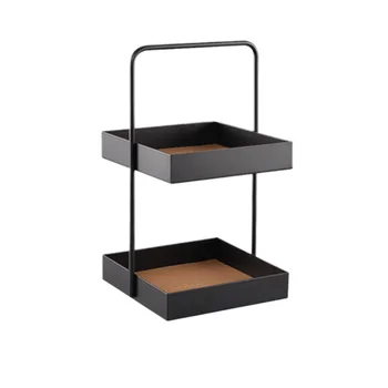 

Decorative Storage Tray Cosmetic Desktop Kitchen Sundries Organizer Geometric Bathroom Dessert Rack Jewelry Display Double Layer