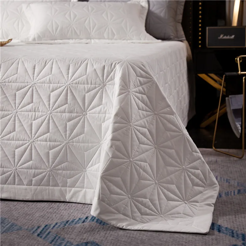 New 1pc 245x245cm and 245x265cm gray white cotton Bedspread and 2pcs pillowcase blanket Duvet Quilt bed cover