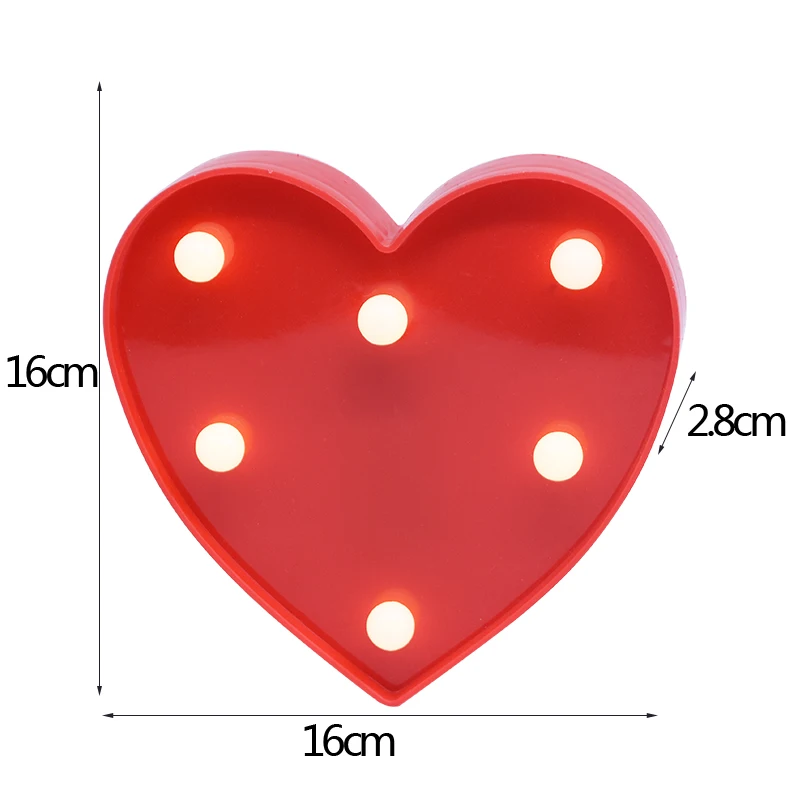 Светодиодный светильник 16-22 см с буквенным алфавитом, сердечком, буквенным орнаментом, стоящей буквенной лампой для детского душа, дня рождения, свадьбы, Дня Святого Валентина, подарок - Цвет: red heart