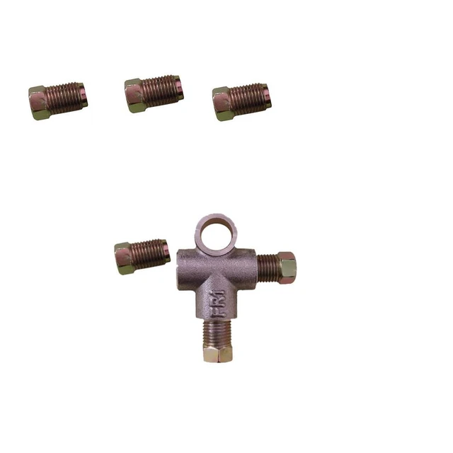 Raccord de tuyau de frein en laiton 4 voies M10 x 1 mm pour tuyau de 3/16  pièce en T