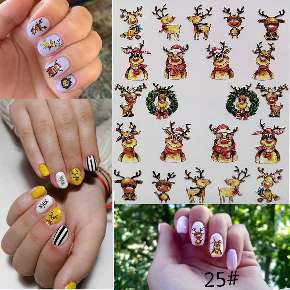 Christmas Series 6D Engraved Flower Acrylic Mark Nail sticker Nail Stickers Embossed Flower Water Nail Tool Decoration New