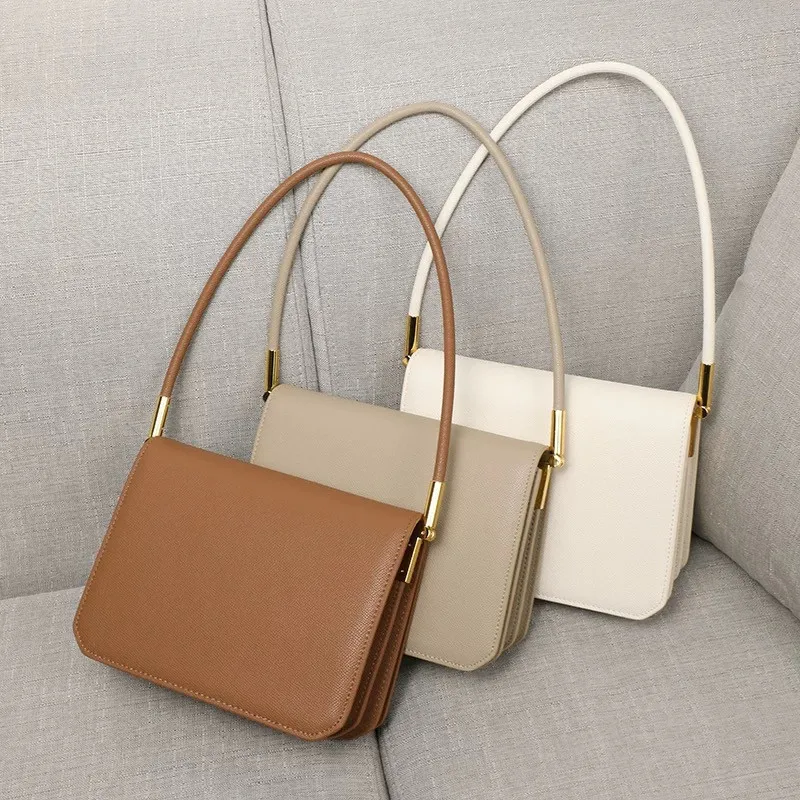 

2020 Underarm Small Square Bag Litchi Pattern Leather Shoulder Handle Fashion Leather Handbag