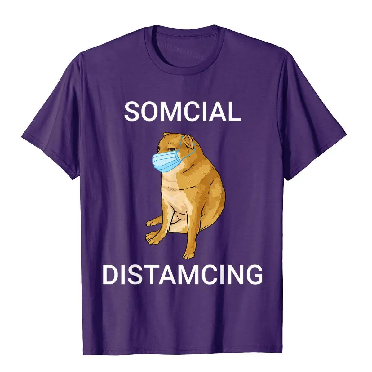 Somcial Distamcing Cheems Dog Funny Shiba Inu Dank Meme T-Shirt__97A1888purple