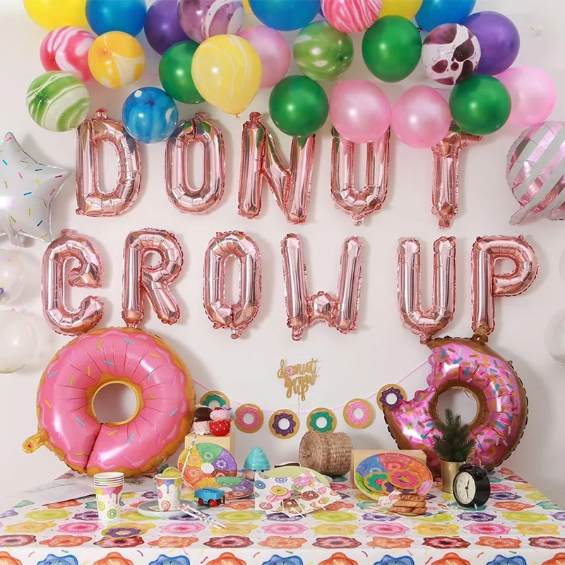 

1Set Dounts Party Supplies Ballon Tableware Set Dounts Theme Party Decoration For Kids Favor Birthday Party Decoration