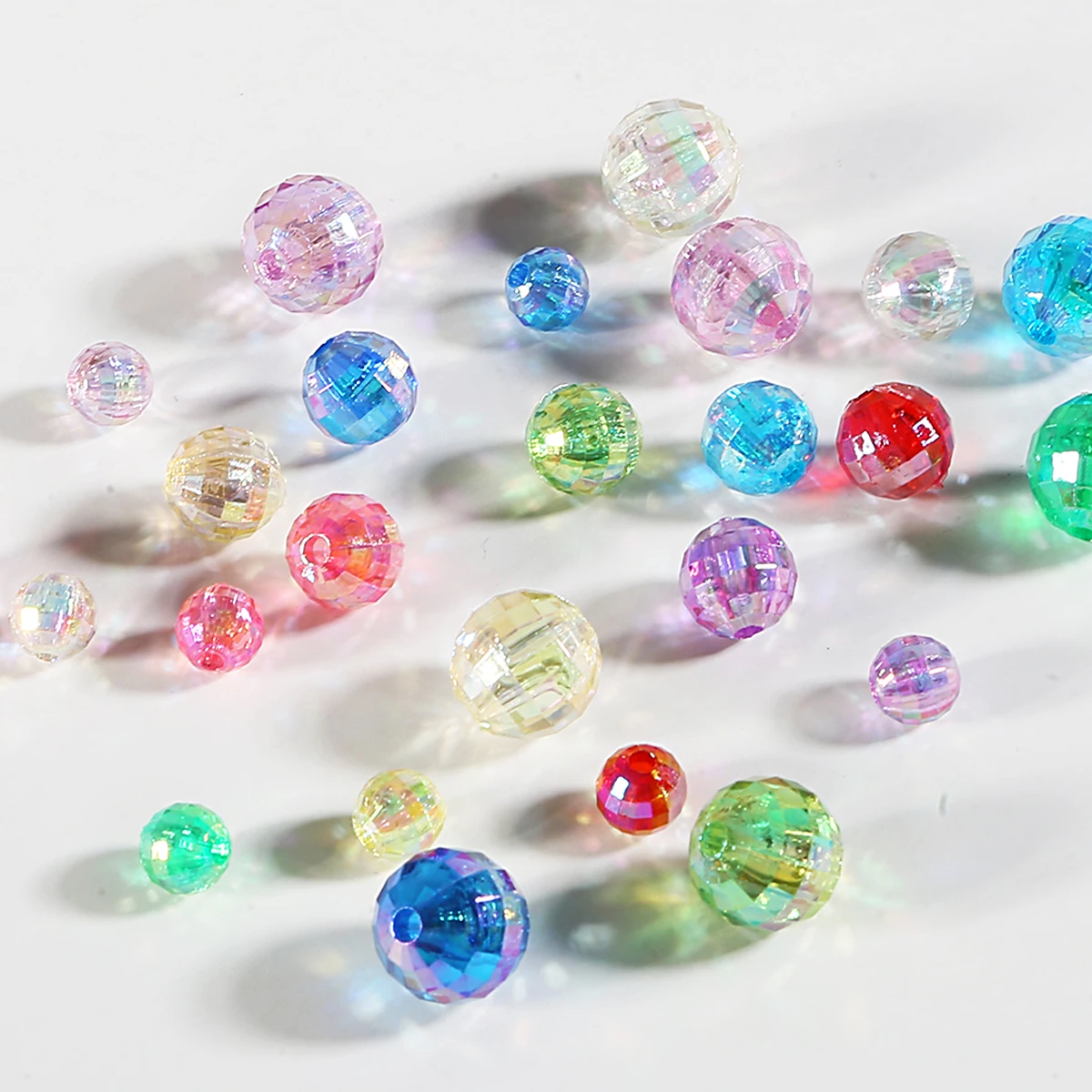 6 8 10mm AB Rainbow Beads 50-100Pcs Transparent Acrylic surface Loose Beads For Jewelry Making Craft Handmade