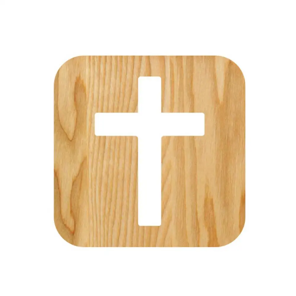 1Pc 3D Wooden Cross USB Night Light LED Table Lamp Novelty Kids Bedroom Coffee Shop Decoration Christian Gift