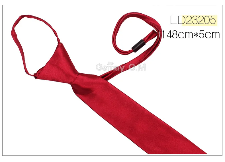 Предварительно завязанный студенческий галстук с молнией для мужчин женщин мальчиков девочек Регулируемый тонкий мужской галстук сплошной красный черный галстук