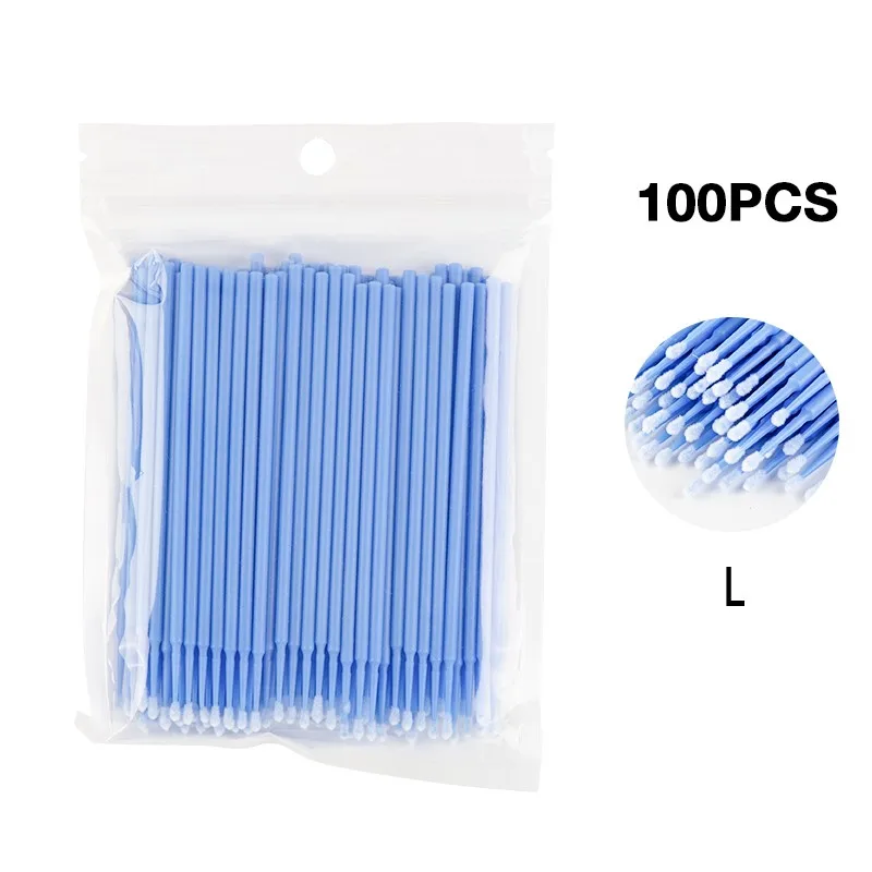 Light Blue-Pack 100 шт./лот, одноразовая щетка для ресниц, тампон, микрощетки, инструменты для наращивания ресниц, индивидуальные инструменты для удаления ресниц, Аппликаторы - Цвет: Light Blue-Pack