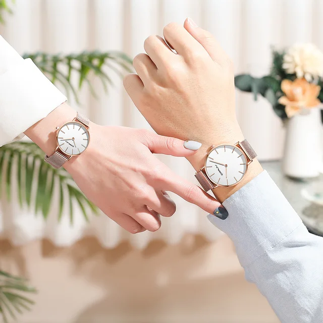 Couple's Watches CRRJU Men Women Fashion Minimalist Quartz Watch Casual Mesh Strap Waterproof Ladies Watch Relogio Masculino 3