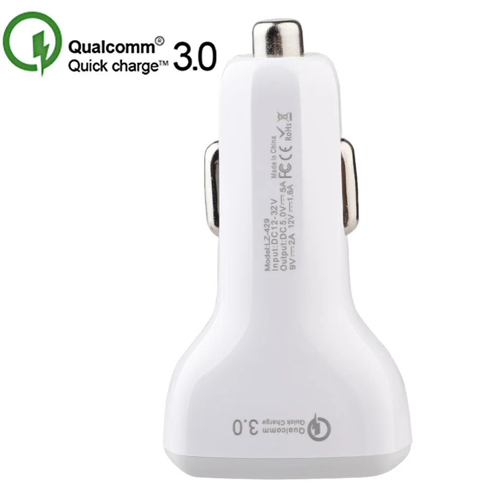 Автомобильное зарядное устройство Quick Charge 3,0 3 порта USB зарядное устройство Быстрая зарядка для мобильного телефона
